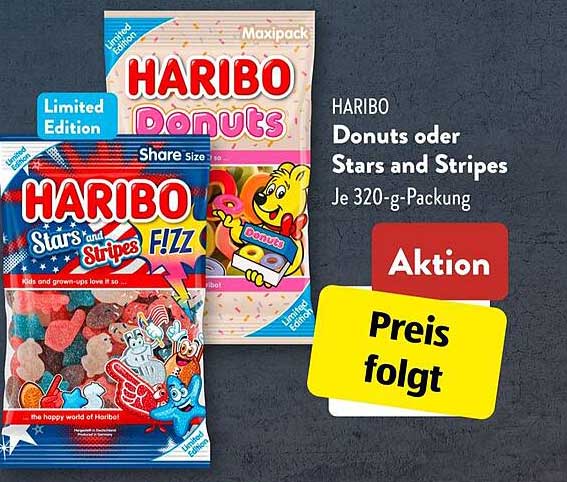 HARIBO Donuts oder Stars and Stripes 320-g-Packung