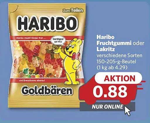 Haribo Fruchtgummi oder Lakritz - verschiedene Sorten 150-205 g-Beutel