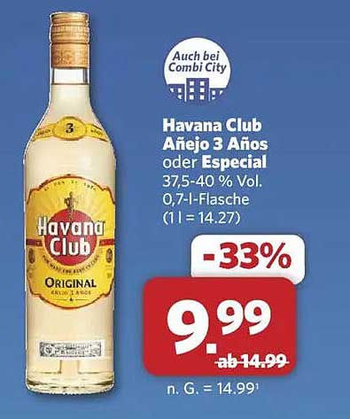 Havana Club Añejo 3 Años oder Especial 0,7 l Flasche