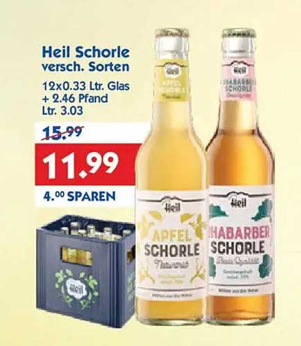 Heil Schorle verschiedenste Sorten 12x0.33 Ltr. Gläser