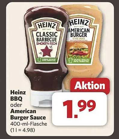 Heinz BBQ oder American Burger Sauce 400-ml-Flasche