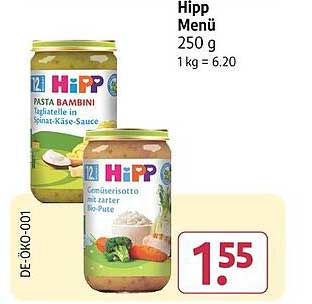 Hipp Menü - Pasta Bambini und Gemüse-Risotto mit zarter Bio-Pute