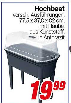 Hochbeet mit Haube, 77,5 x 37,8 x 82 cm, in Anthrazit