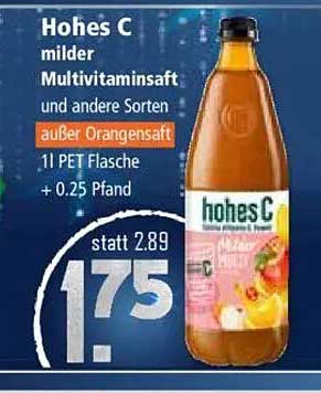 Hohes C milder Multivitaminsaft 1L PET Flasche