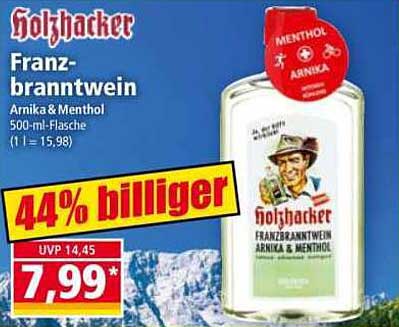 Holzhacker Franz-Branntwein Arnika & Menthol 500-ml-Flasche