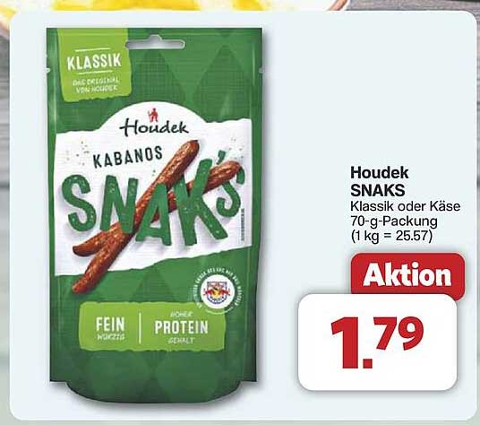 Houdek SNACK's Kabanos Klassik oder Käse 70-g-Packung