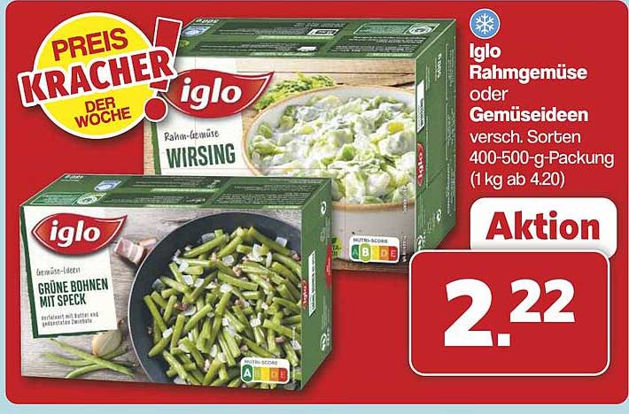 Iglo Rahmgemüse oder Gemüseideen 400-500 g-Packung
