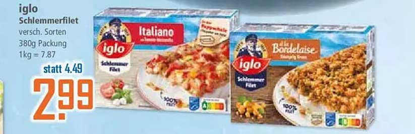 iglo Schlemmerfilet verschieden. Sorten 380g