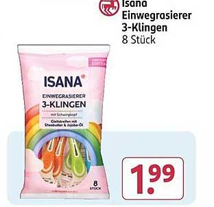 Isana Einwegrasierer 3-Klingen 8 Stück