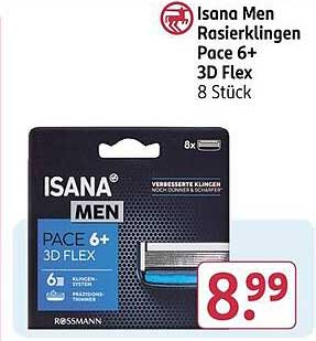 Isana Men Rasierklingen Pace 6+ 3D Flex 8 Stück