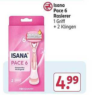 Isana Pace 6 Rasierer - 1 Griff + 2 Klingen