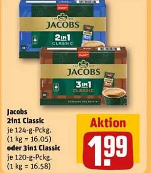 Jacobs 2in1 Classic oder 3in1 Classic ab 1,99 €