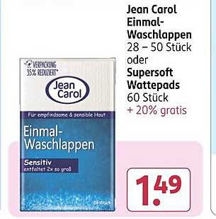 Jean Carol Einmal-Waschlappen 28 – 50 Stück oder Supersoft Wattepads 60 Stück + 20% gratis