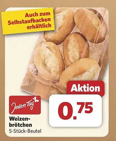 Jeden Tag Weizenbrötchen 5-Stück-Beutel