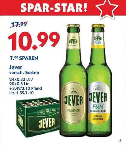 Jever verschiedene Sorten - Pilsener und Fun