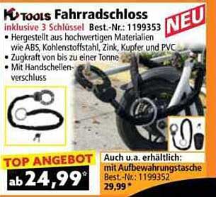 K-tools Fahrradschnloss inklusive 3 Schlüssel