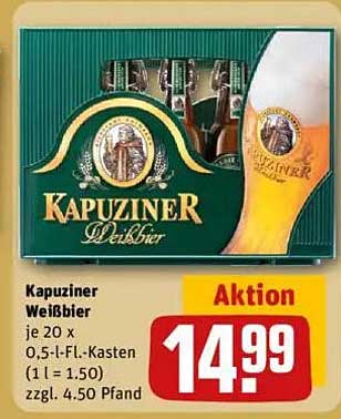 Kapuziner Weißbier - 20 x 0,5 l Flaschen im Kasten