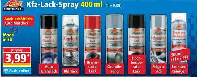 Kfz-Lack-Spray 400 ml für nur 3,99 €