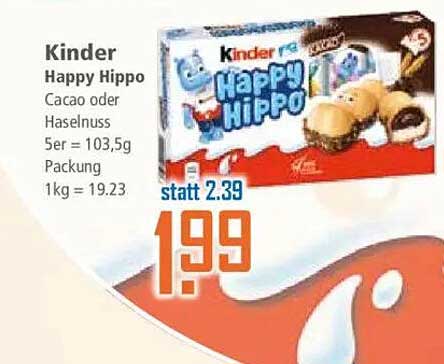 Kinder Happy Hippo Cacao oder Haselnuss