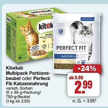 Kitekat Multipack Portionsbeutel oder Perfect Fit Katzennahrung