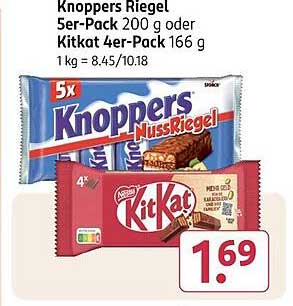 Knoppers Riegel 5er-Pack oder KitKat 4er-Pack
