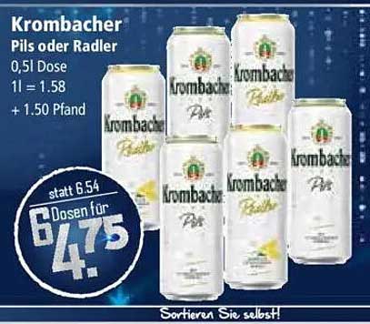 Krombacher Pils oder Radler - 6 Dosen für 4,75 €