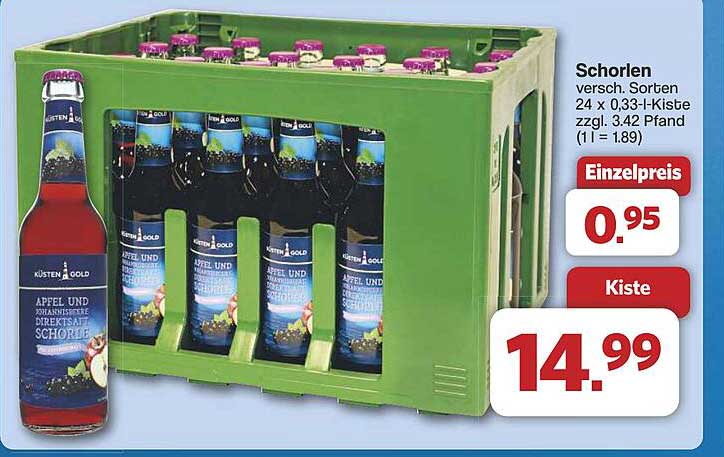 Küsten & Gold Apfel- und Johannisbeere Direktsaftschorle 24 x 0,33 l Kiste für nur 14,99 €