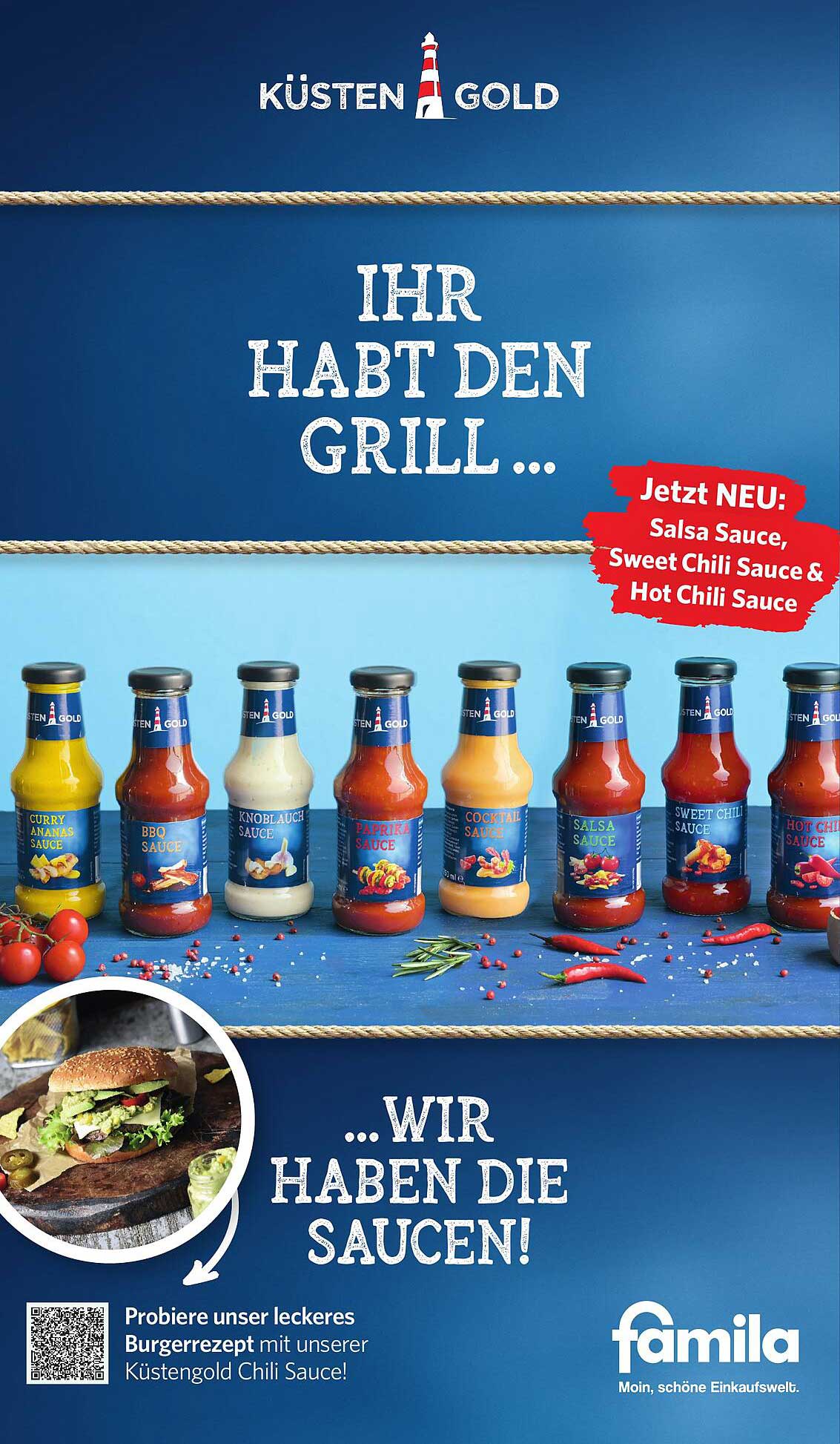 Küsten Gold BBQ-Saucen – jetzt NEU: Salsa Sauce, Sweet Chili Sauce & Hot Chili Sauce