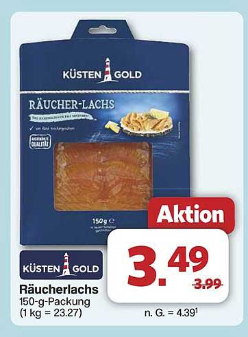 Küsten Gold Räucherlachs 150-g-Packung