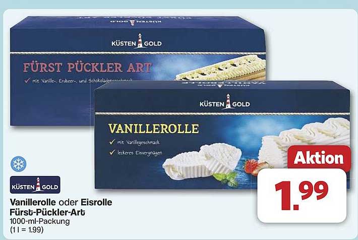 KÜSTEN GOLD Vanillerolle oder Eissorte Fürst Pückler Art 1000-ml-Packung