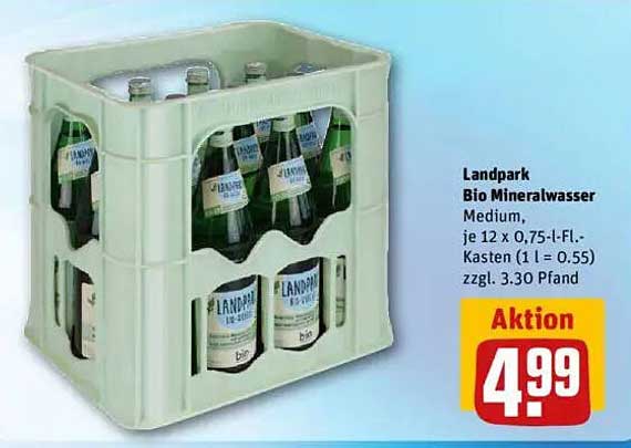 Landpark Bio Mineralwasser Medium, je 12 x 0,75-l-Fl.-Kasten