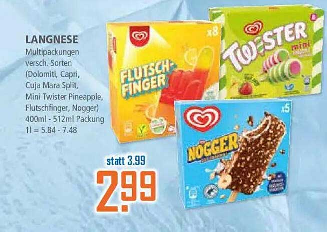 LANGNESE Multipackungen - Flutschfinger, Twister und Nogger