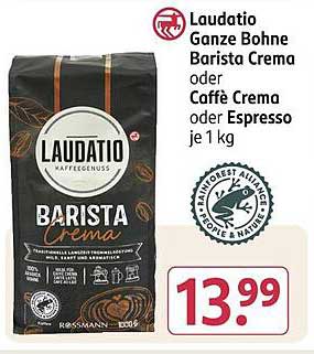 Laudatio Ganze Bohne Barista Crema oder Caffè Crema oder Espresso je 1 kg