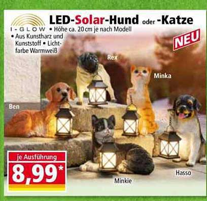 LED-Solar-Hund oder -Katze