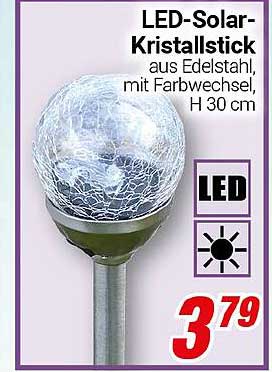 LED-Solar-Kristallstick aus Edelstahl, mit Farbwechsel, H 30 cm