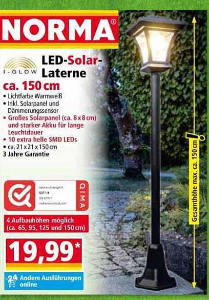 LED-Solar-Laterne 150 cm
