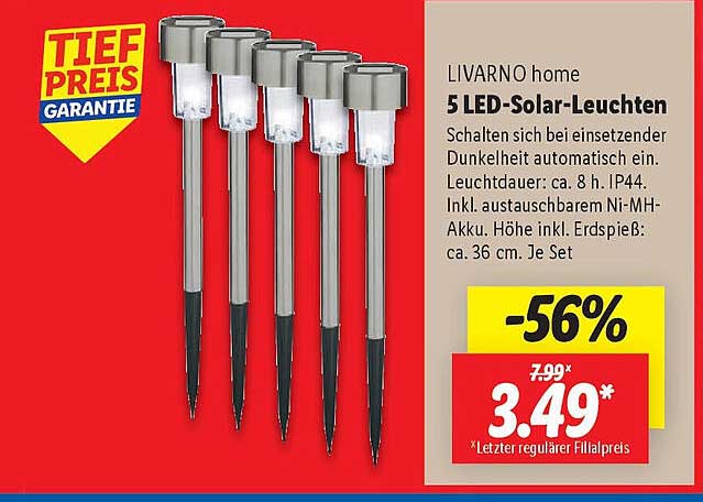 LIVARNO home 5 LED-Solar-Leuchten