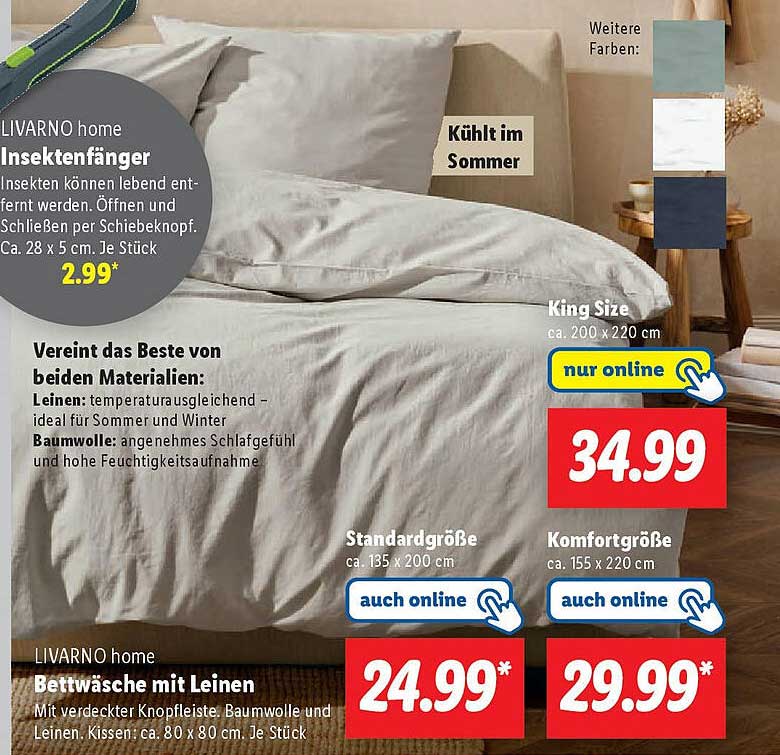 LIVARNO home Bettwäsche mit Leinen