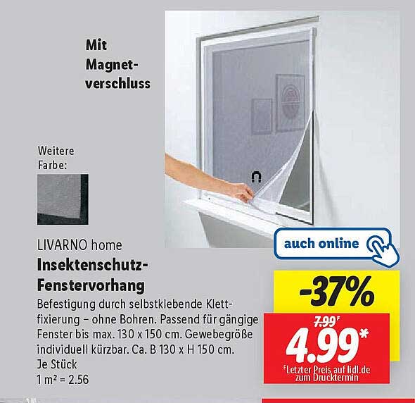 LIVARNO home Insektenschutz-Fenstervorhang mit Magnetverschluss