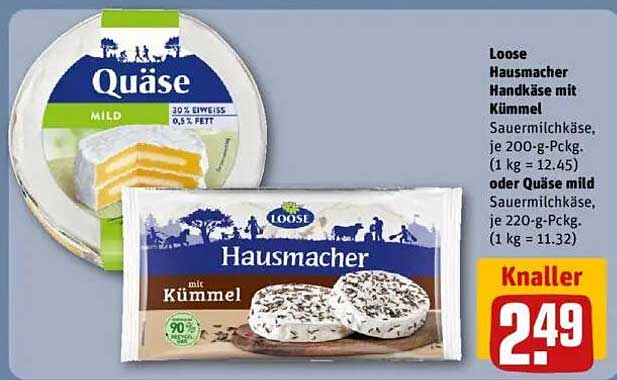 Loose Hausmacher Handkäse mit Kümmel oder Quäse mild