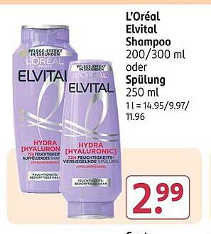 L’Oréal Elvital Shampoo 200/300 ml oder Spülung 250 ml