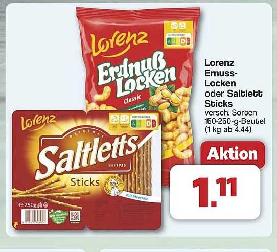 Lorenz Erdnuss-Locken oder Saltlett Sticks 250g