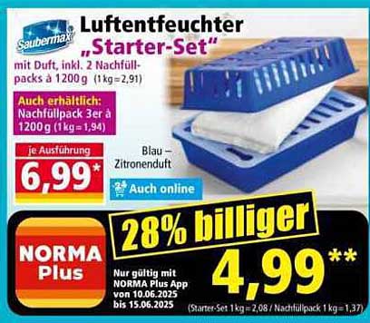 Luftentfeuchter "Starter-Set" mit Duft, inkl. 2 Nachfüllpacks à 1200 g
