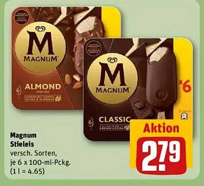 Magnum Stieleis – Verschiedene Sorten, je 6 x 100-ml-Pckg.