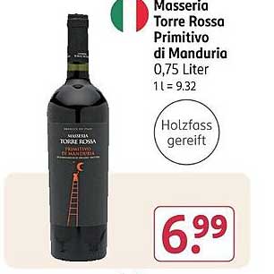 Masseria Torre Rossa Primitivo di Manduria 0,75 Liter