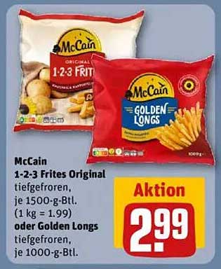 McCain 1-2-3 Frites Original oder Golden Longs, tiefgefroren