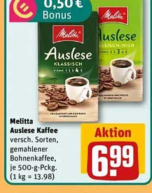 Melitta Auslese Kaffee, verschiedene Sorten