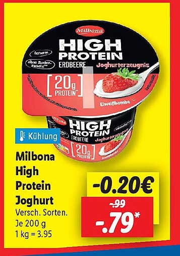 Milbona High Protein Jogurt Erdbeere 200 g
