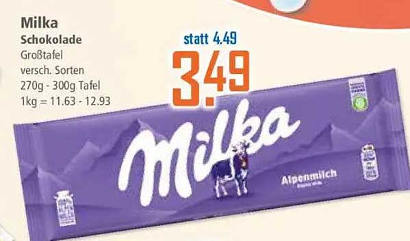 Milka Schokolade Großtafel 270g - 300g für nur 3,49 statt 4,49