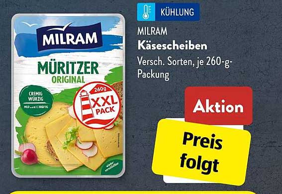 MILRAM Käse scheiben - Verschiedene Sorten, je 260-g-Packung